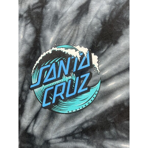 Santa Cruz Skateboards Mens Shirt Tie Dye Blck Gray Skater Tee Waves Logo M - Picture 3 of 10